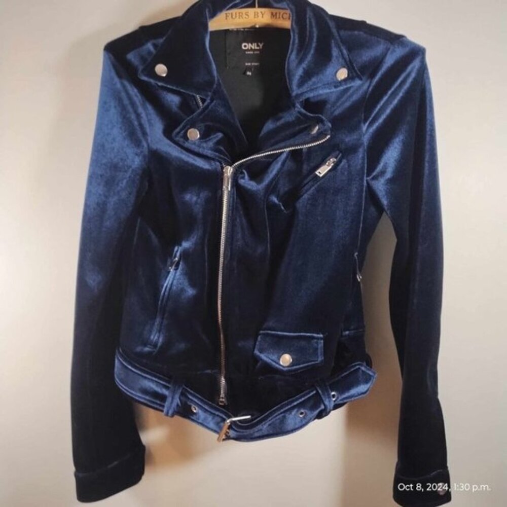 ONLY Velvet Jacket 2017 showstopper night out buckle Size 34 w stretch